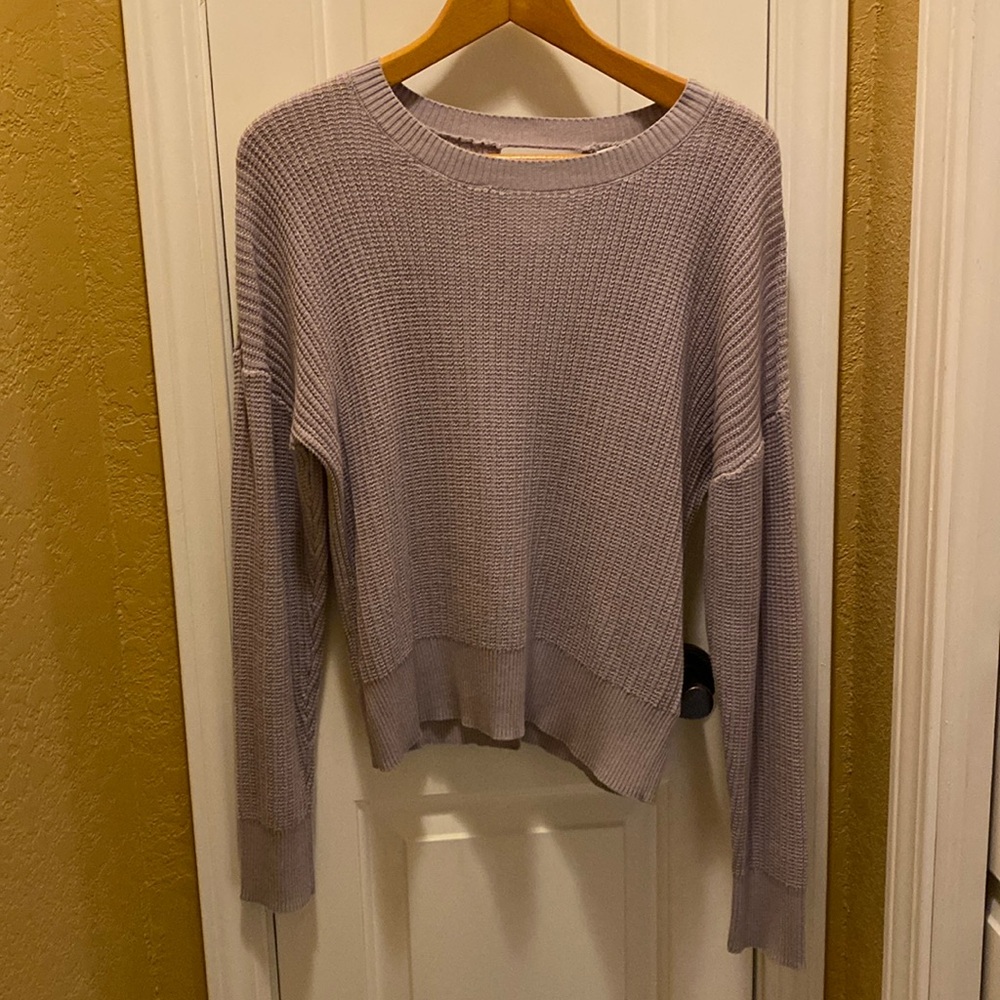 Lavender sweater with key hold back